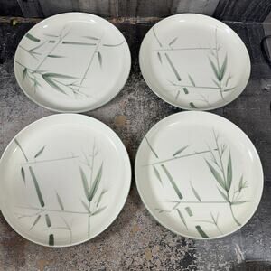 Mid Century Set (4) Winfield BAMBOO PATTERN Dinner Plates MADE IN CALIFORNIA